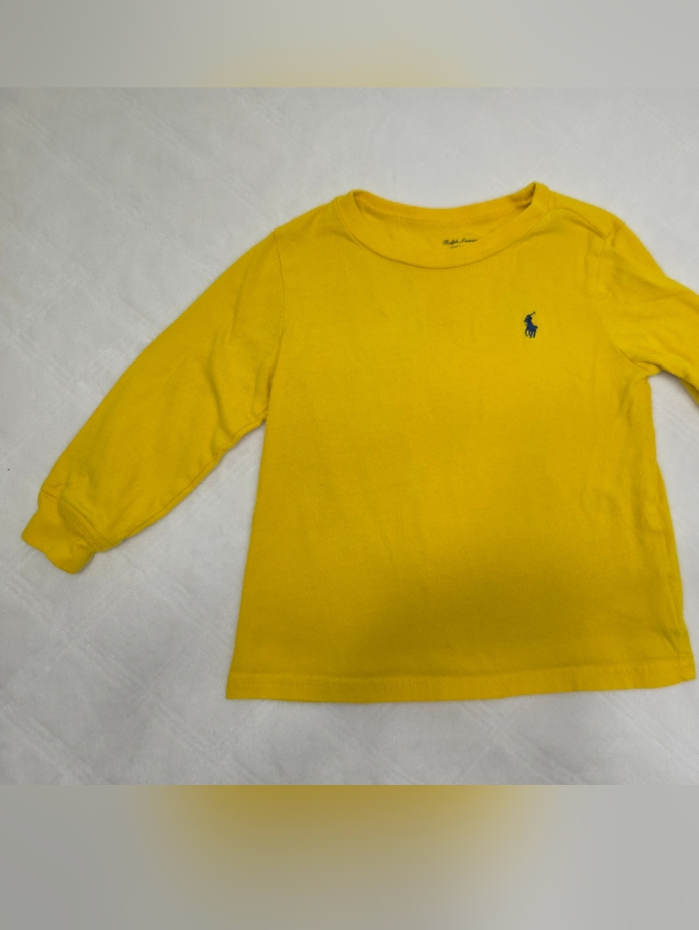 Ralph Lauren Kids Bright Yellow Long-Sleeve Crewneck Tee with Navy Pony